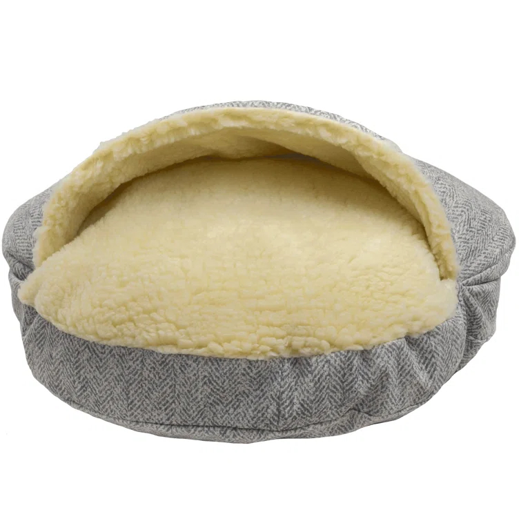 Snoozer Pet Products Snoozer Orthopedic Premium Show Dog Microsuede Cozy Cave Hooded Dog Bed w Sherpa Interior