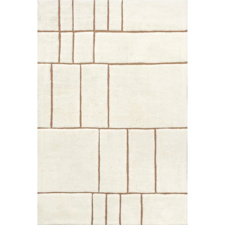 Ivy Bronx Brega Geometric New Zealand Wool Area Rug