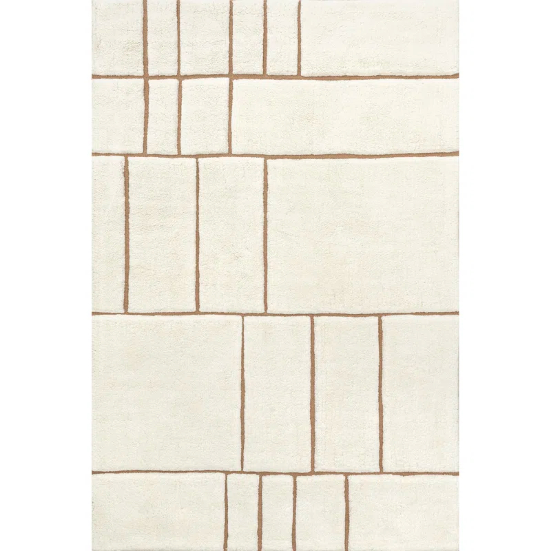 Ivy Bronx Brega Geometric New Zealand Wool Area Rug
