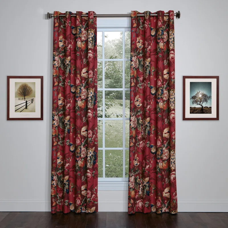 thomasville at home Queensland Crimson Cotton Room Darkening Curtain Panel Pair