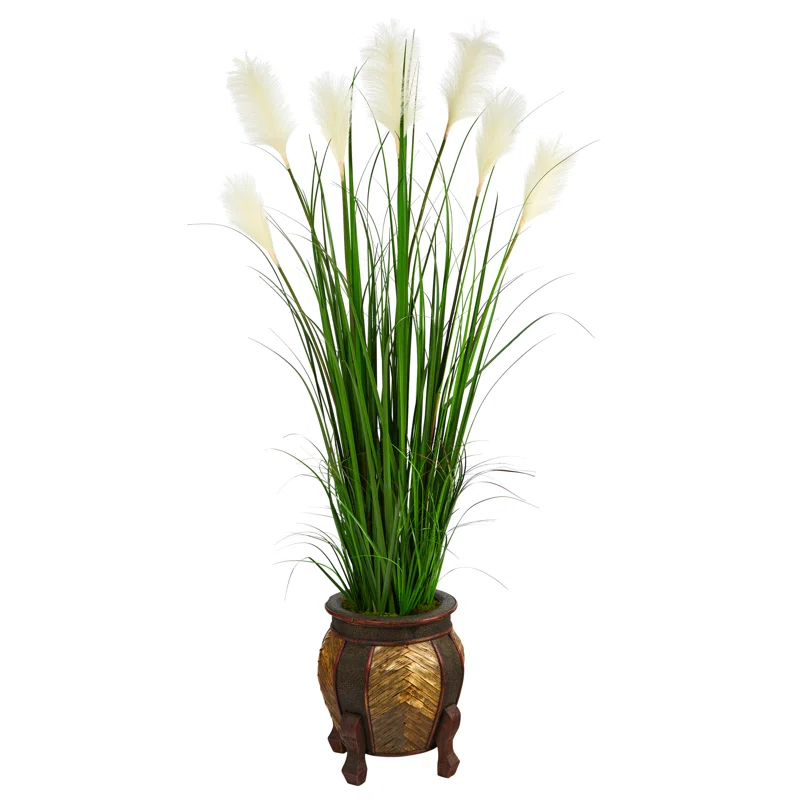 Primrue 63'' Faux Grass in Wood Planter