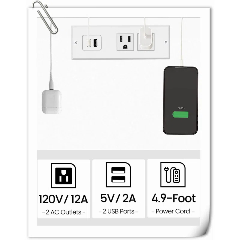 End Table With Charging Station, Side Table With USB Ports And Outlets, Nightstand, 2-Tier Storage Shelf, Sofa Table For Small Space, 1 Package(2PCS)