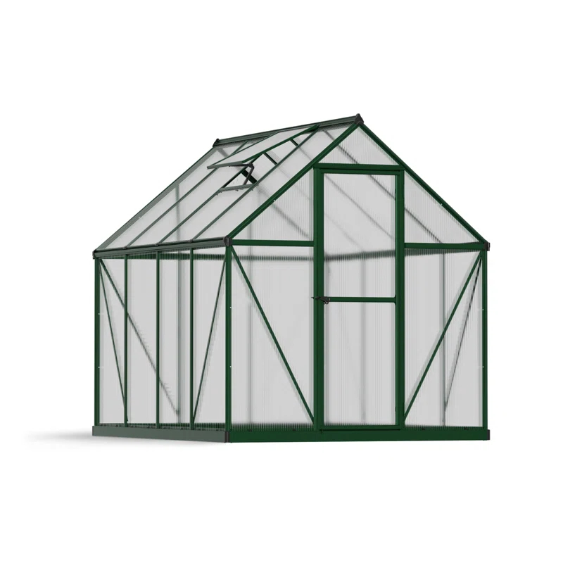 Canopia Palram - Canopia Mythos 6' W X 8' D Greenhouse Walk-In Hobby Twin Wall Polycarbonate Aluminum Frame Greenhouse Kit With Roof Vent - Green