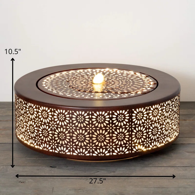 Dakota Fields Corsha Metal Weather Resistant Floor Fountain with Light