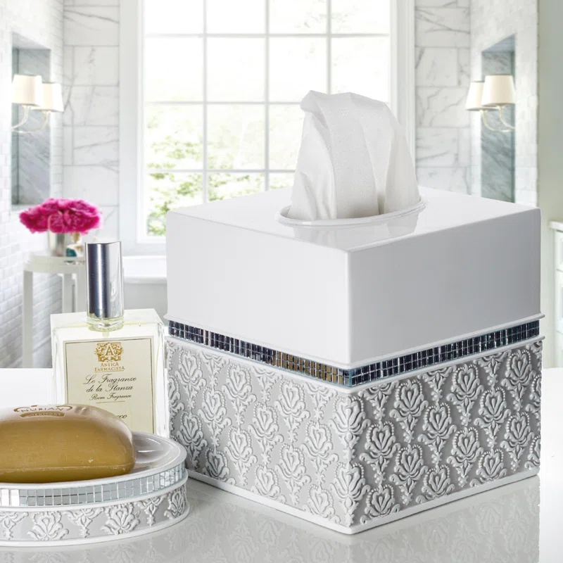 Creative Scents Mirror Damask Tissue Box Cover