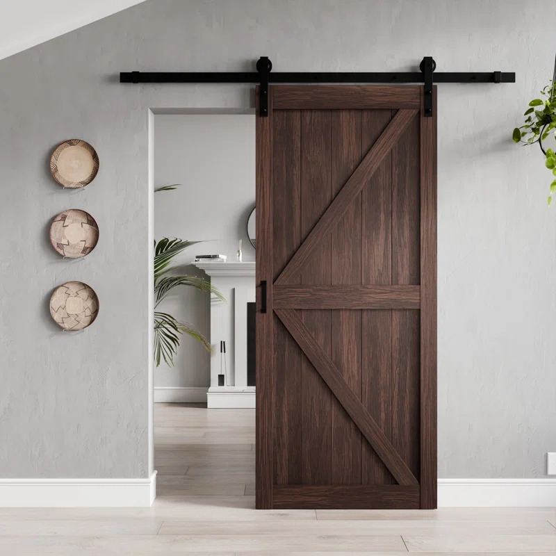 ANZZI ANZZI Heavy Duty Sturdy Wood Single Sliding Barn Door - Solid Core MDF And PVC - Knockdown Design - Hardware Included - Space-Saving Solution