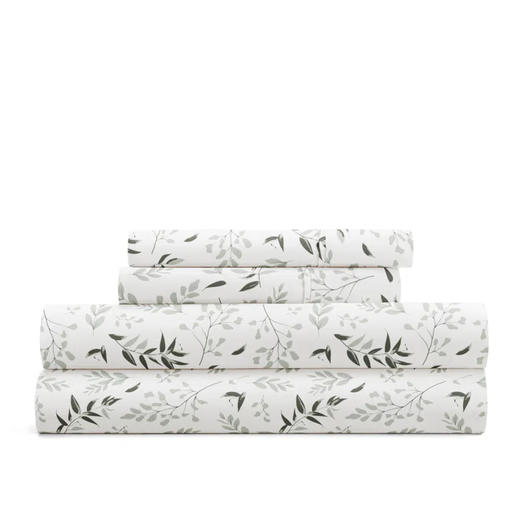 IEnjoy Home 4 Piece Sheet Set Patterned Microfiber Ultra Soft Bedding in Floral Dream