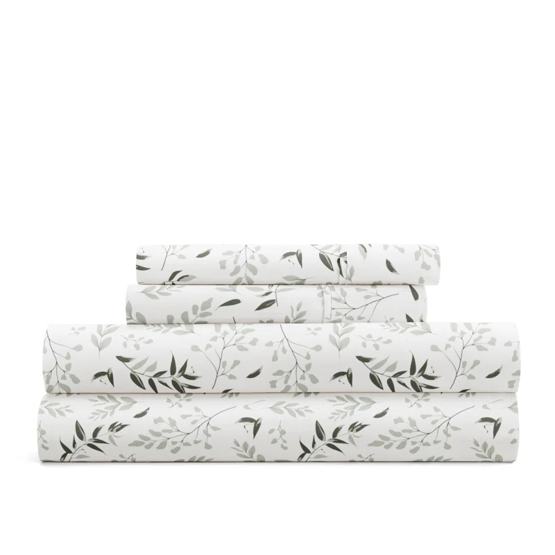IEnjoy Home 4 Piece Sheet Set Patterned Microfiber Ultra Soft Bedding in Floral Dream