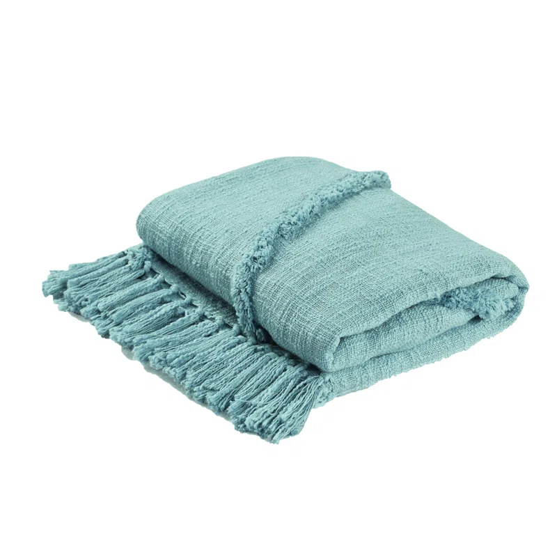 Evette Rios Terracotta Fringed Handmade Woven Throw Blanket