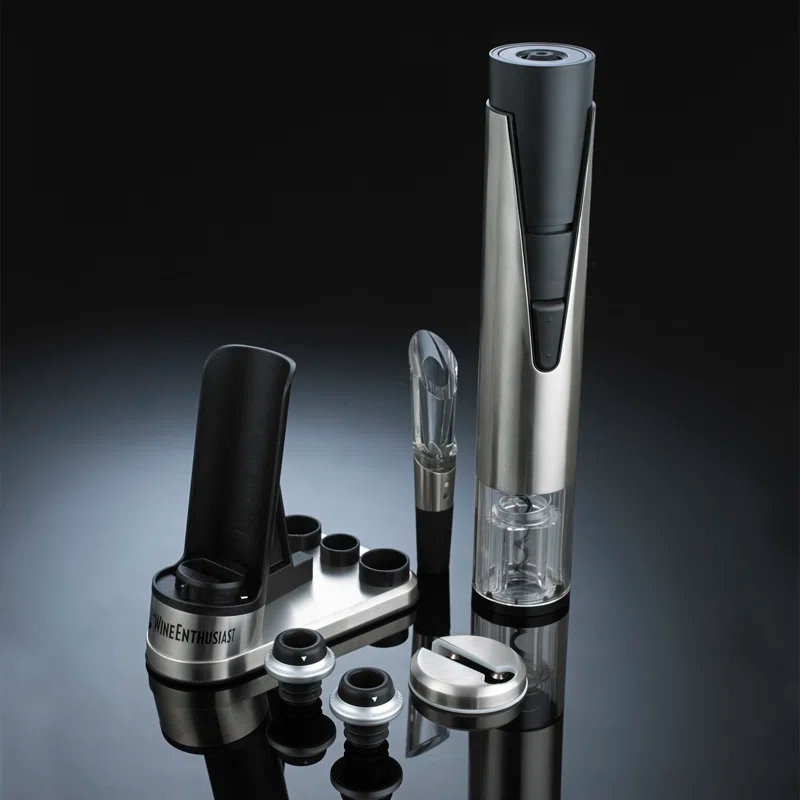 Stainless Steel Cordless Wine Bottle Opener and Preserver Set