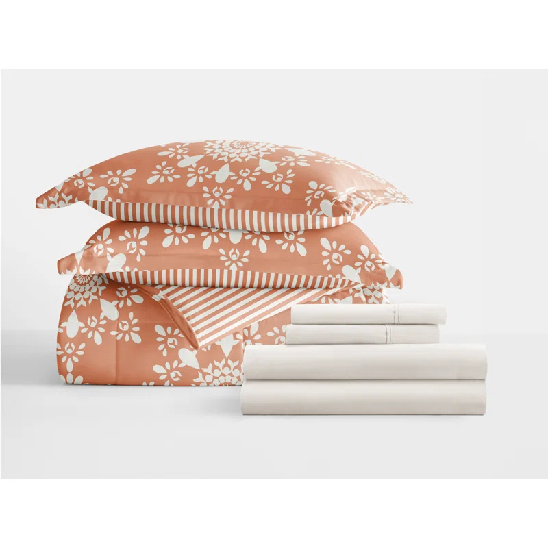 7-Piece Bedding Bundle - Pattern Comforter and Sheet Set