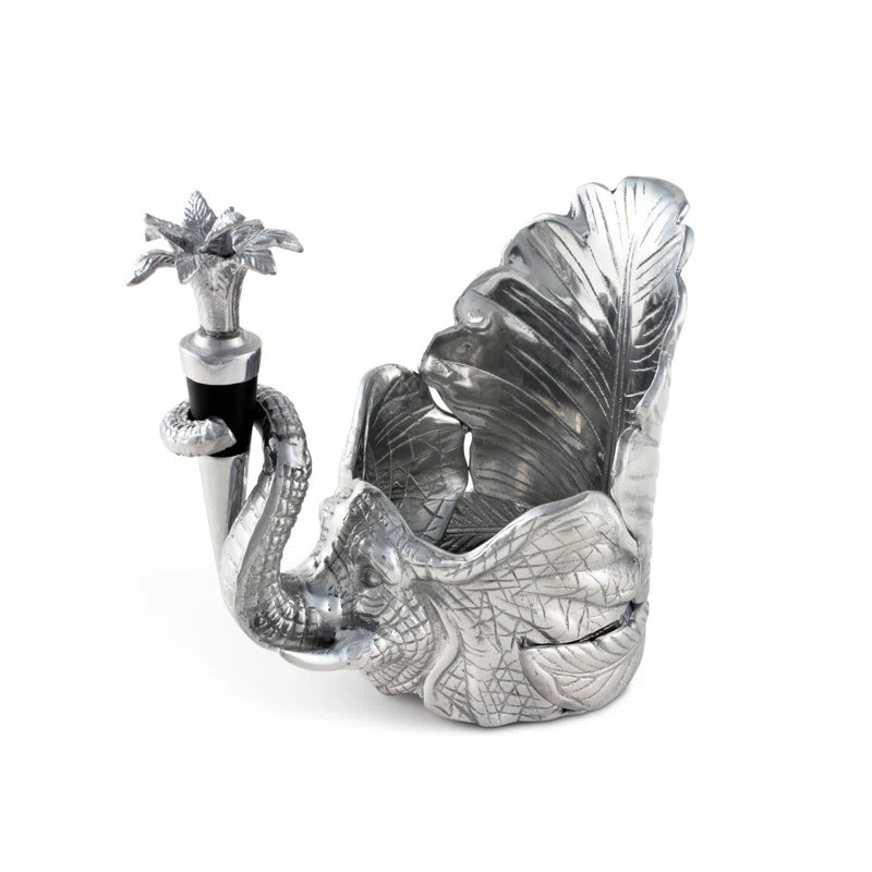 Arthur Court Designs Elephant Wine Caddy and Bottle Stopper