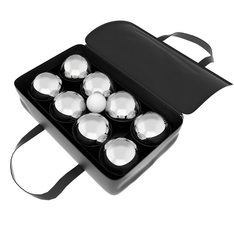 Hey! Play! Bocce Ball Set Lawn Game with 8 Steel Tossing Balls and Carrying Case