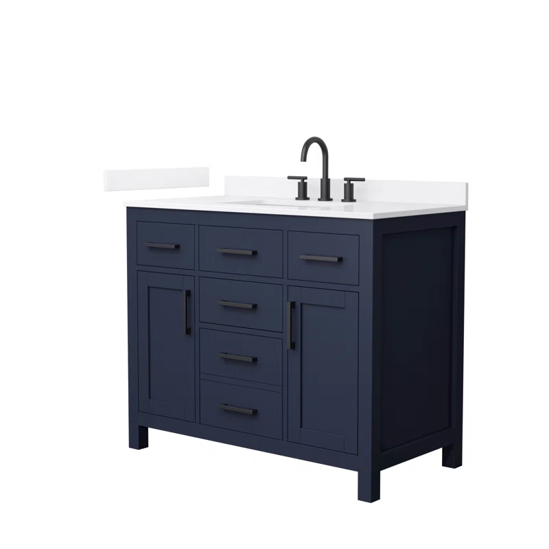 Wyndham Collection Beckett 42" Freestanding Single Bathroom Vanity with Quartz Top