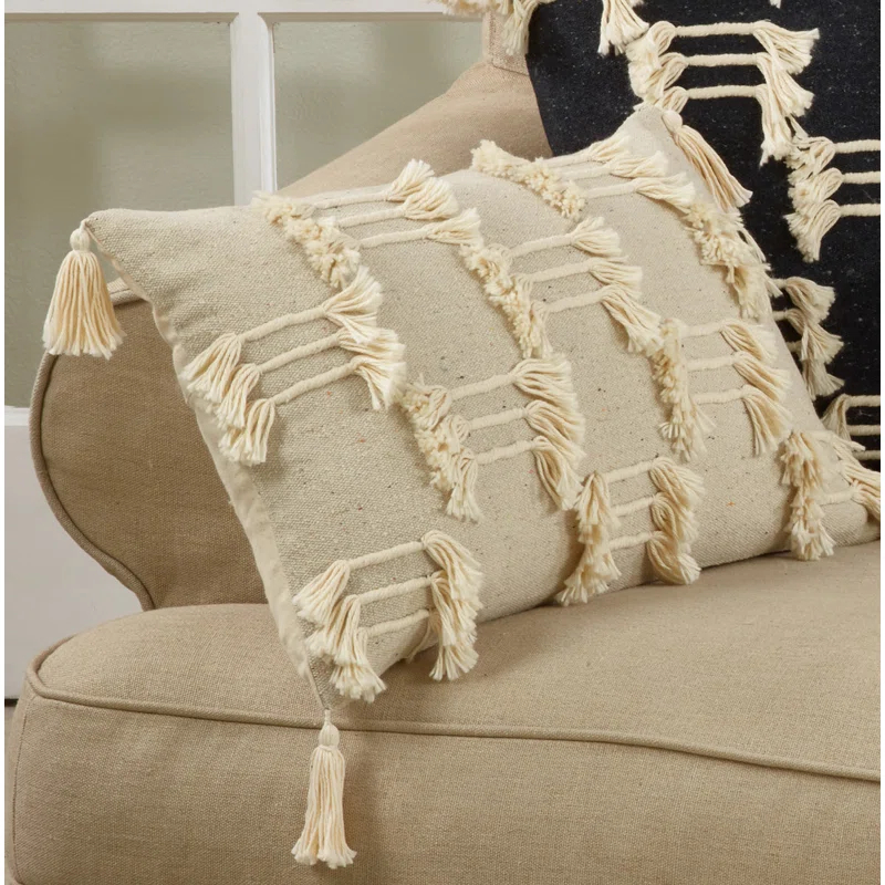 Saro Trois Lignes Collection Cotton Throw Pillow