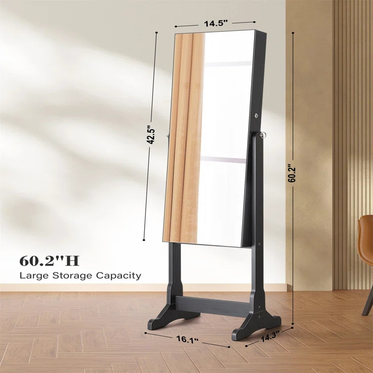 NIERBO Lockable Jewelry Organizer Mirror - Stylish Storage Solution For Women