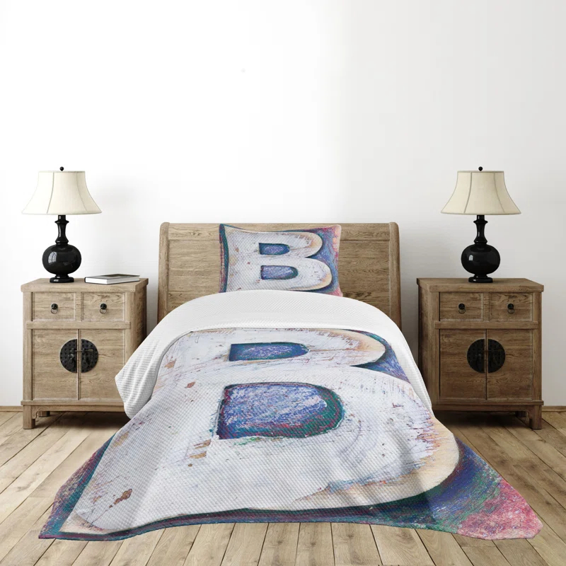 Ambesonne Ambesonne Letter B Bedspread Printing Old B Multicolor