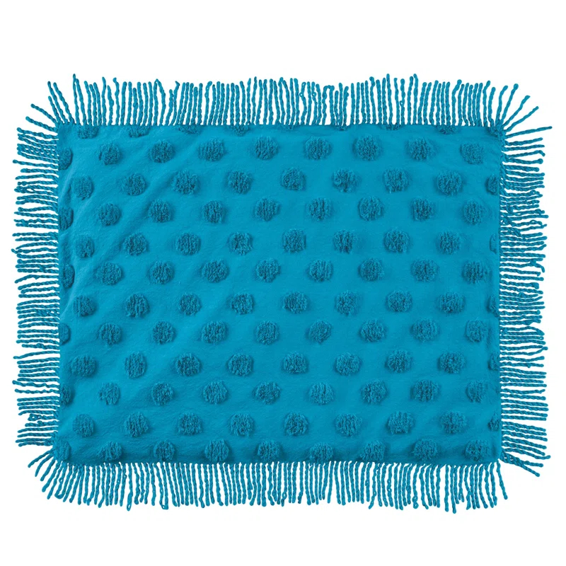 Winston Brands Polka Dot Design Plush Fringe Border Pillow Sham