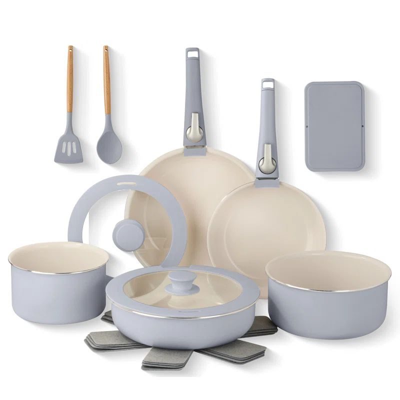 Gotham Steel Gotham Steel 18 Piece Detachable Handle Ceramic Nonstick Cookware Set