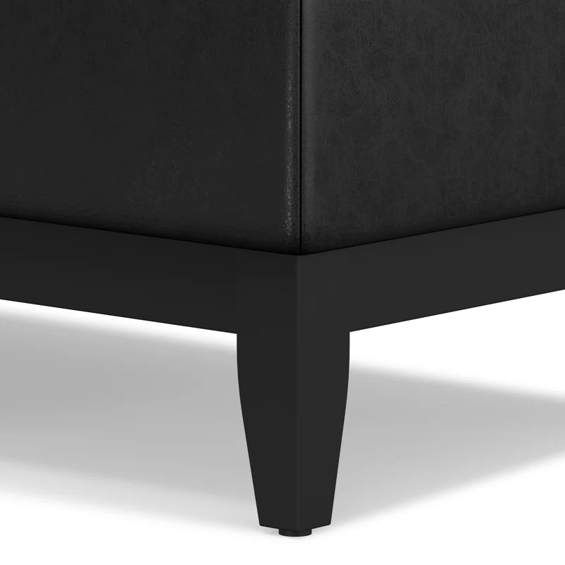 Simpli Home Oregon 42"W Upholstered Storage Ottoman Bench with Lift-Top Lid and Tray