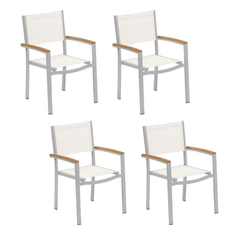 Oxford Garden Travira Stacking Patio Arm Chair (Set of 4)