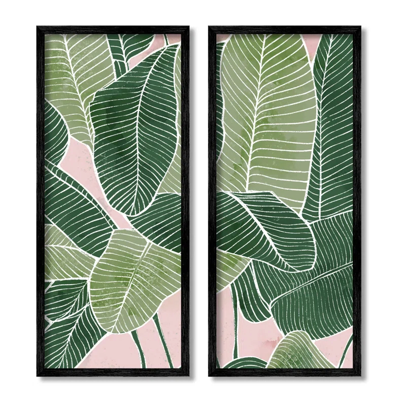 Stupell Industries " Contemporary Jungle Vegetation Leaves " by Ziwei Li 2 - Pieces