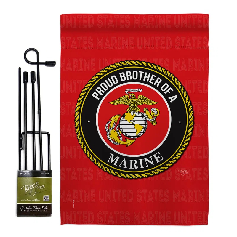Breeze Decor G158518-BO Proud Dad Marines Garden Flag Armed Forces Marine Corps 13 x 18.5 in. Double-Sided Decorative Vertical Flags for House Decoration Banner Yard Gift