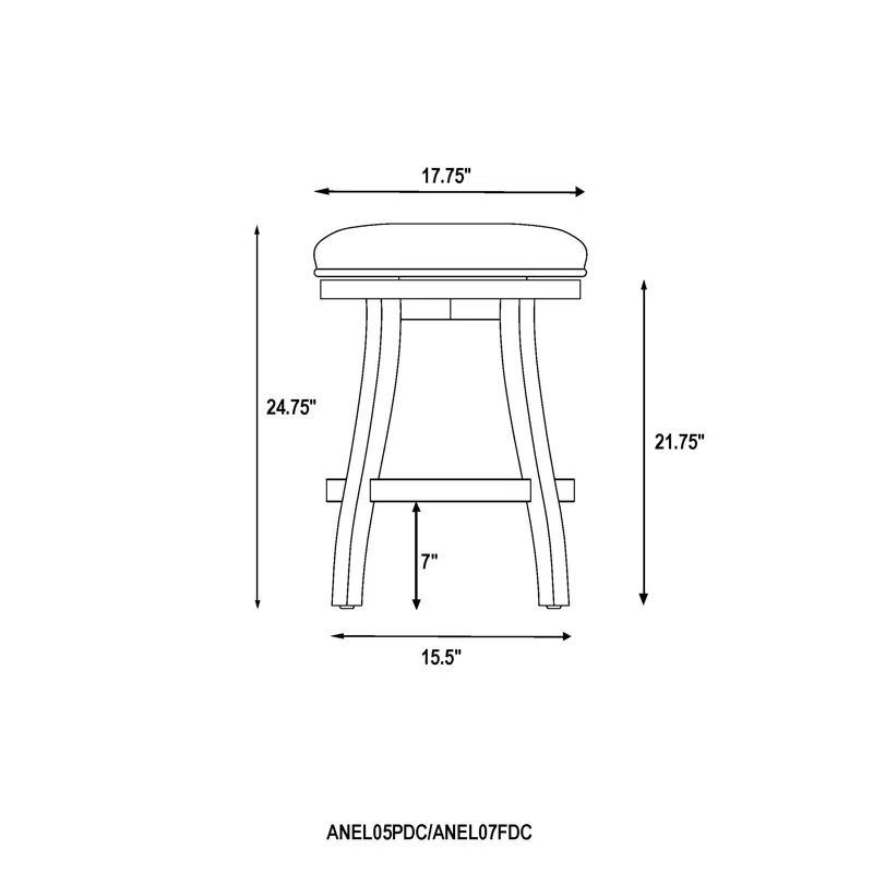 Alaterre Ellie Upholstered Swivel Bar Stool Chairs with Padded Seat and Back, Rubberwood Frame with Metal Kick Plate