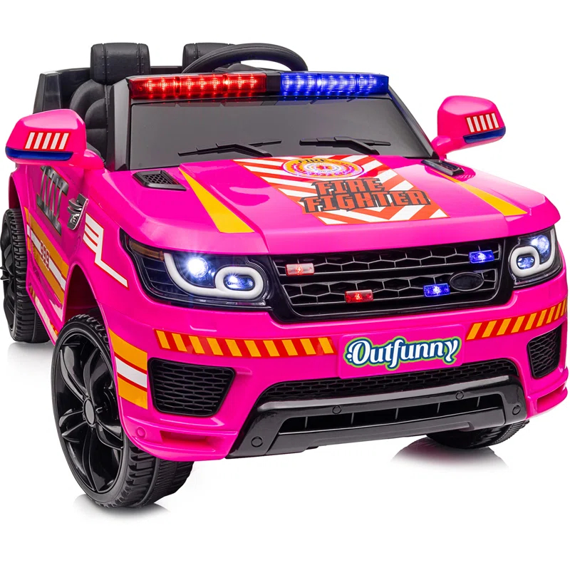 Outfunny Electric Police Car for Kids, 12 Volt Kids Ride on Toy Car with Remote Control, Bluetooth, Megaphone