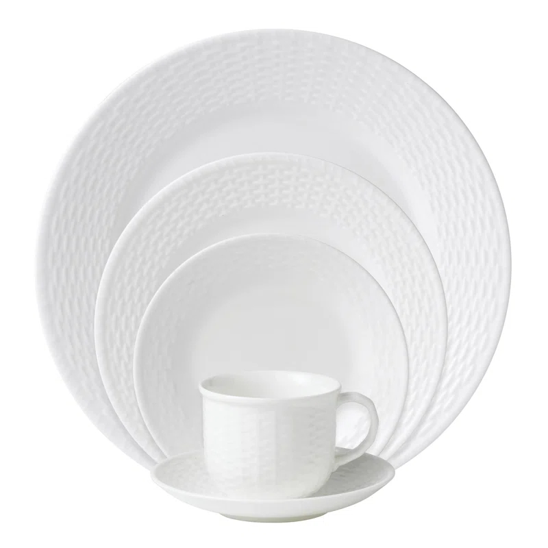 Wedgwood Nantucket Basket 5 Piece Handmade Bone China Dinnerware Set