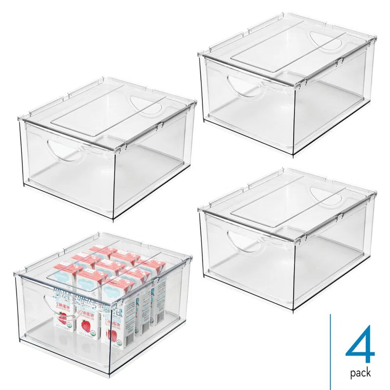 iDesign iDesign Stackable Storage Drawer for Fridge or Pantry - Set of 4 - Clear (Set of 4)