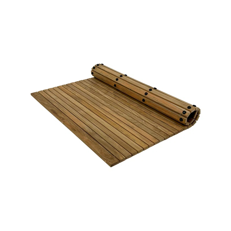 Nordic Style Nordic Style Teak Natural Shower And Bath String Mat With Rubber Footing 30″ X 30″