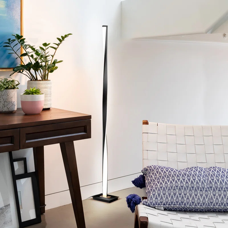 Brightech Helix 48 in. Industrial LED Floor Lamp with Built-In 3-Way Dimmer