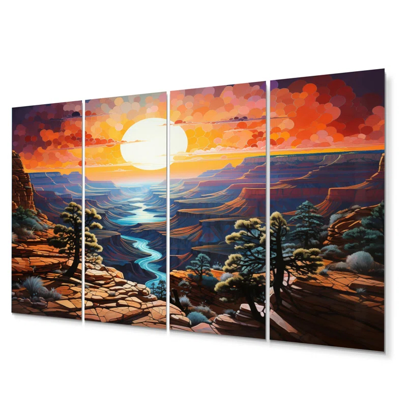 Design Art Canyon Luminosity Pointillism I - Landscapes Metal Wall Art Living Room Set