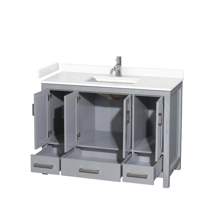 Wyndham Collection Sheffield 48" Freestanding Single Bathroom Vanity with Cultured Marble Top