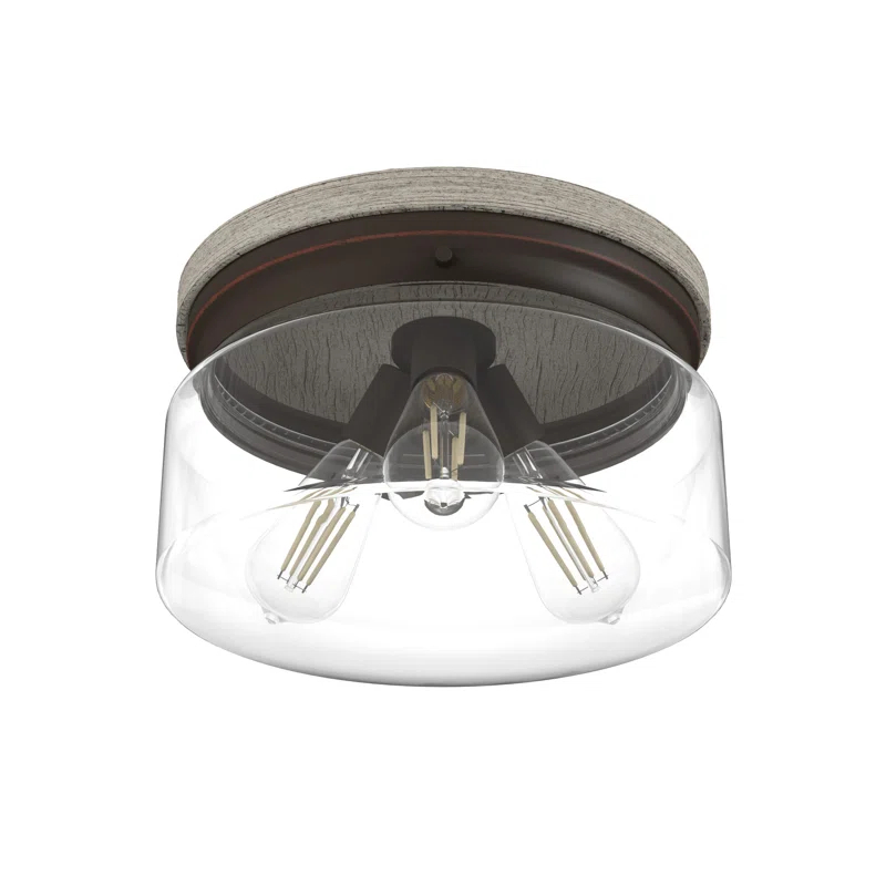 Hunter Fan Hunter Devon Park Onyx Bengal And Barnwood 3 Light Flush Mount Ceiling Light Fixture