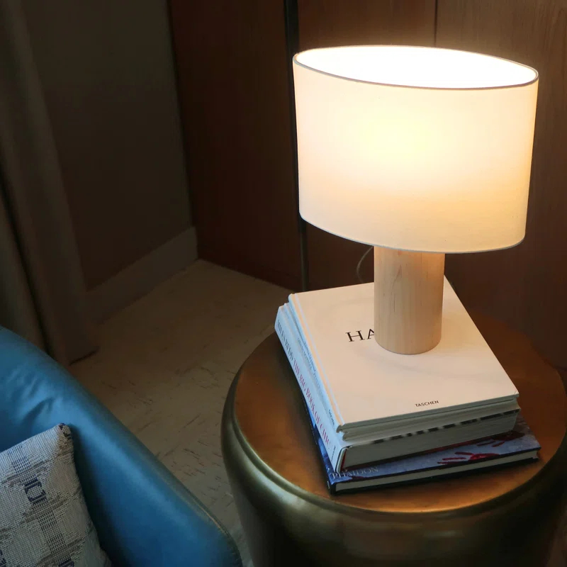 Mia 15.75" Midcentury LED Table Lamp With Natural Maple Wood Base