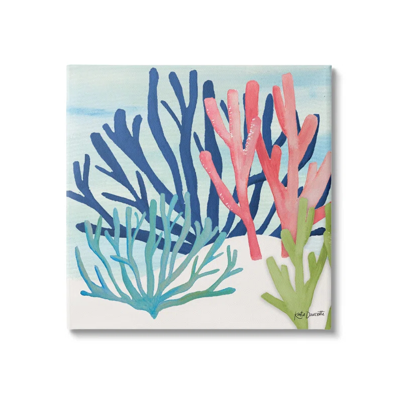 Stupell Industries " Underwater Sea Life Blue Pink Ocean Coral Reef " by Katie Doucette