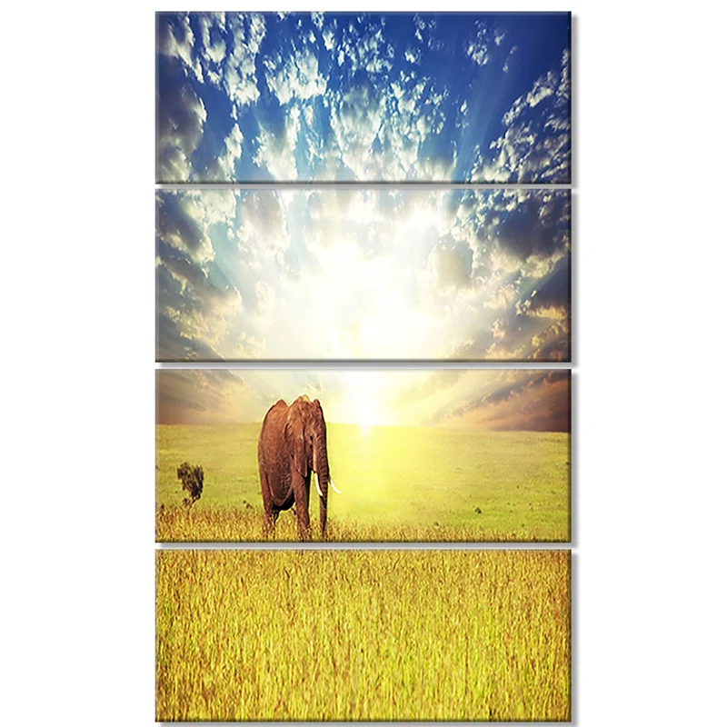 " Savannah Elephant In Grassland "