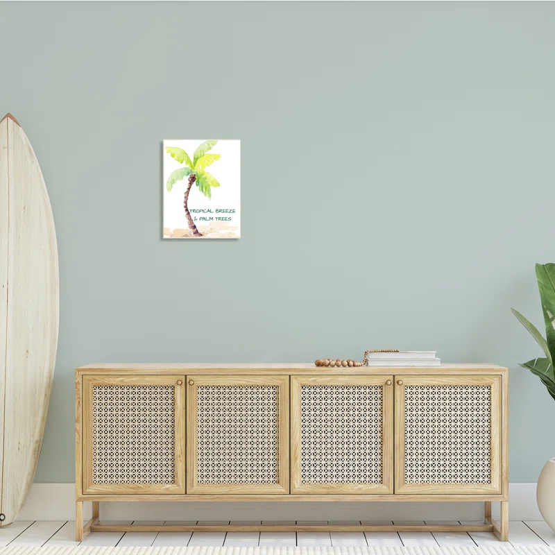 Stupell Industries Tropical Breeze & Palm Trees Phrase Soft Beach Black Framed Giclee Texturized Art By Lanie Loreth