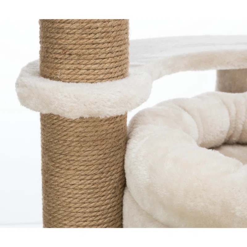 TRIXIE TRIXIE Nayra 32.7" Cat Tree, 3-Level Cat Scratcher, Plush Covered Cat Condo Removable Bed, Platform & Perch