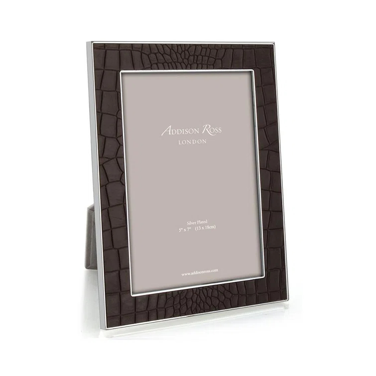 Classic Silver 5x7 Faux Croc Picture Frame