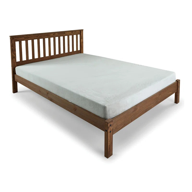 Benjara Octa Bed, Plank Style, Rustic, Brazilian Pine Wood, Mahogany | Wayfair