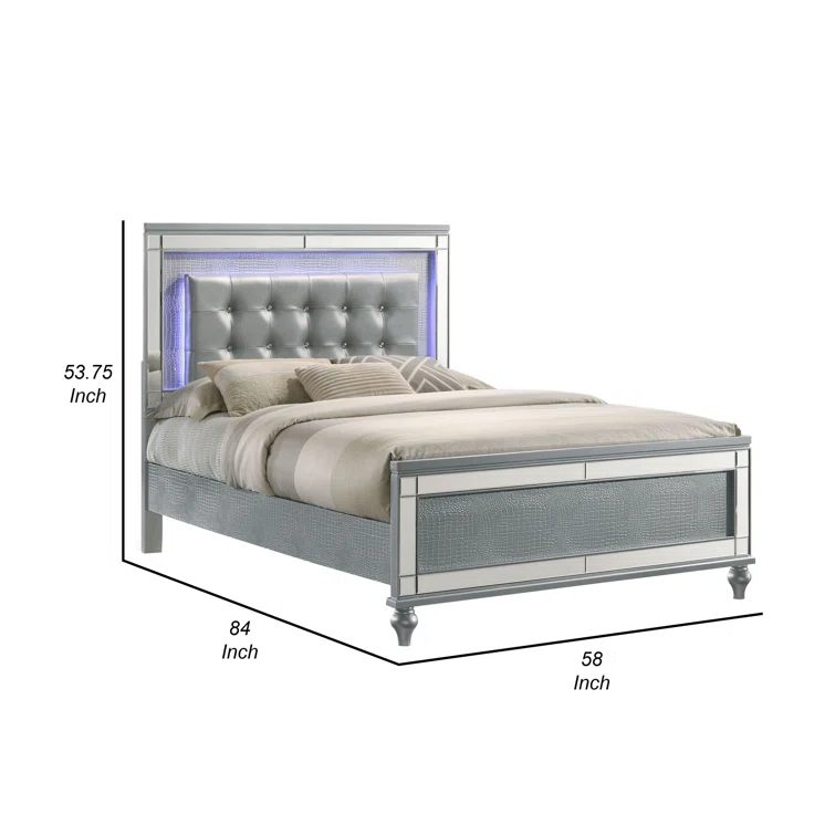 Benjara Lee Upholstered Platform Bed