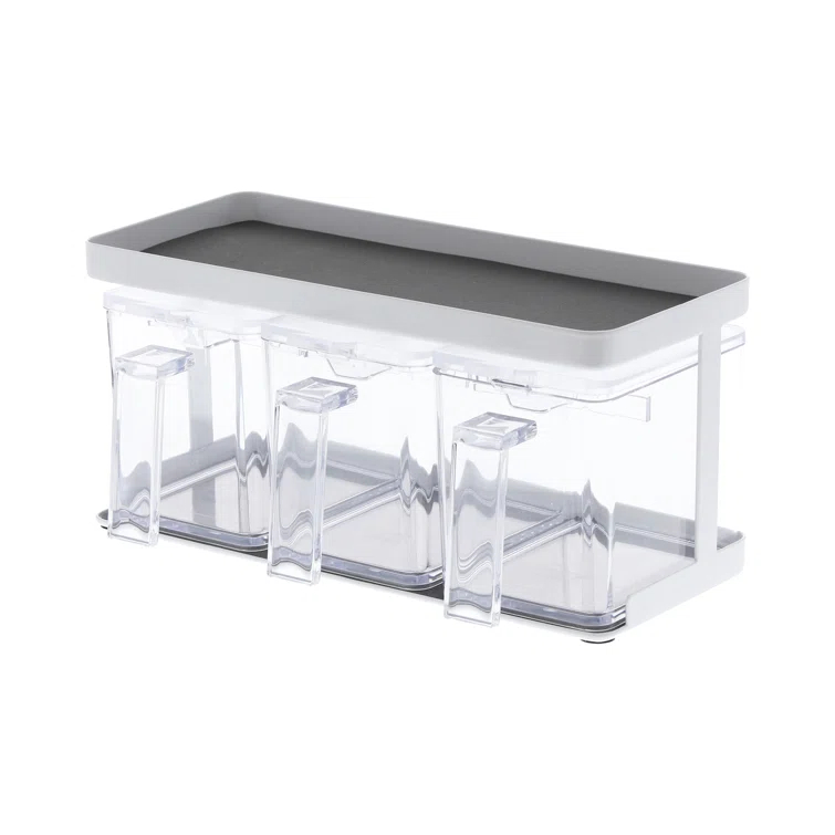 Yamazaki Home Tower Yamazaki Home Pantry Canisters With Rack, Kitchen Organizer, Triple, Steel + Plastic, Handles & Reviews | Wayfair