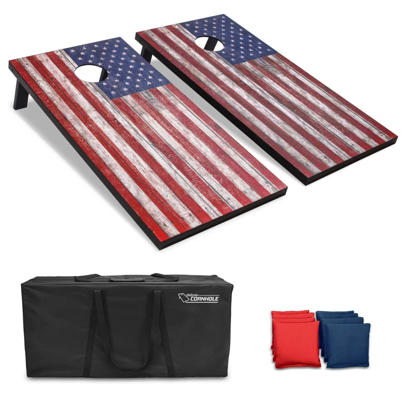 GoSports American Flag Regulation Cornhole Set with Carrying Case