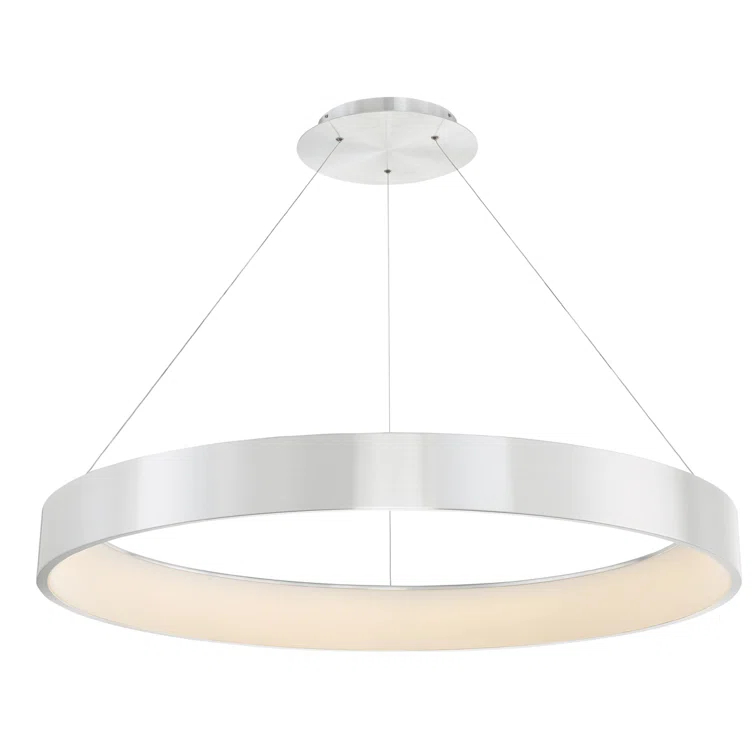 Brushed Aluminum LED Drum Pendant Light for Indoor/Outdoor Use