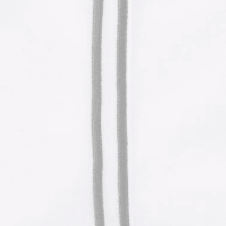 Twin White/Silver Egyptian Cotton Satin Embroidered Flat Sheet Set