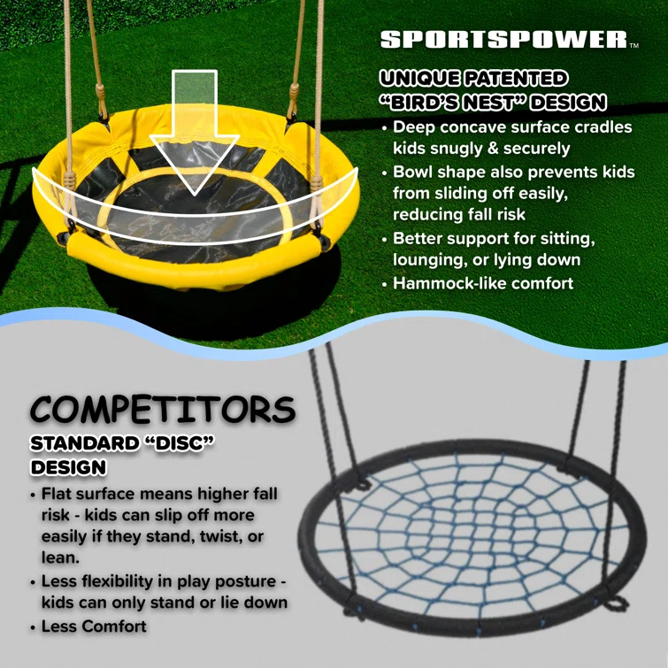 Sportspower Sportspower Taylor Galvanized Metal Swing Set With Blow Molded Swing, Standing Swing, 2 Person Teeter Totter, 32" Saucer Swing, And 5' Slide, Bonus 4pc Anchor Kit Included