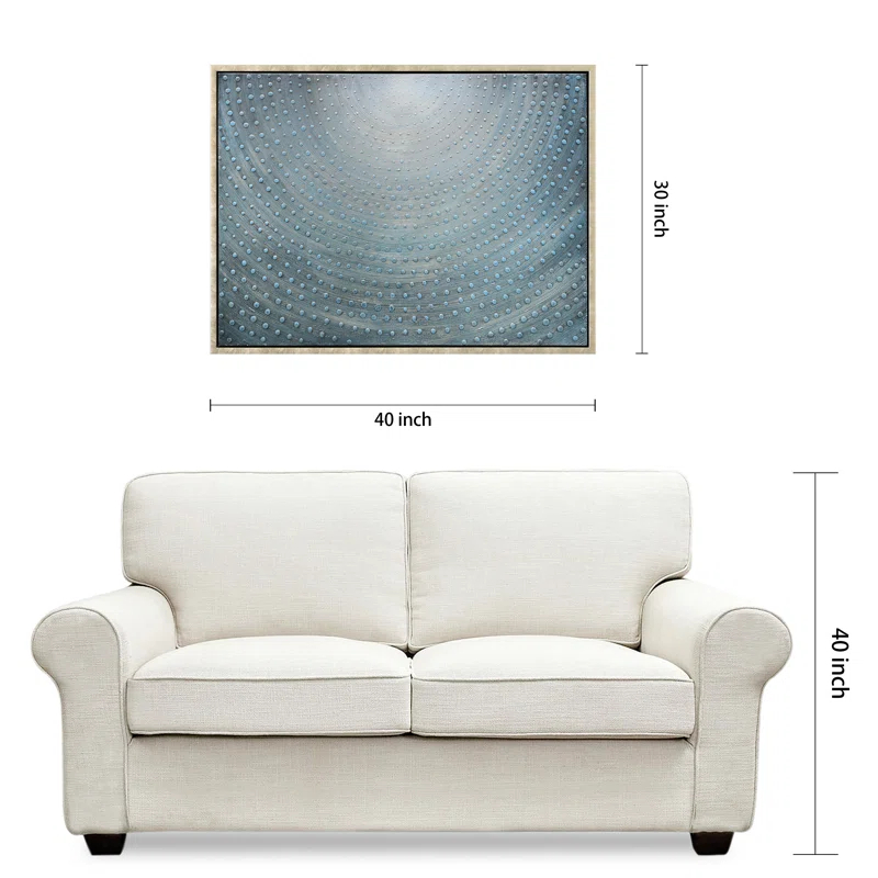 Empire Art Direct Cosmic Swirl Textured Metallic Hand Painted Blue Framed Canvas Wall Art